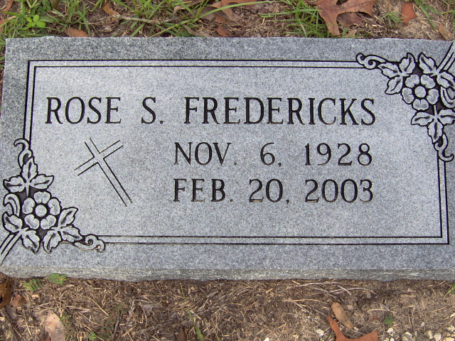 Headstone for Fredericks, Rose S.